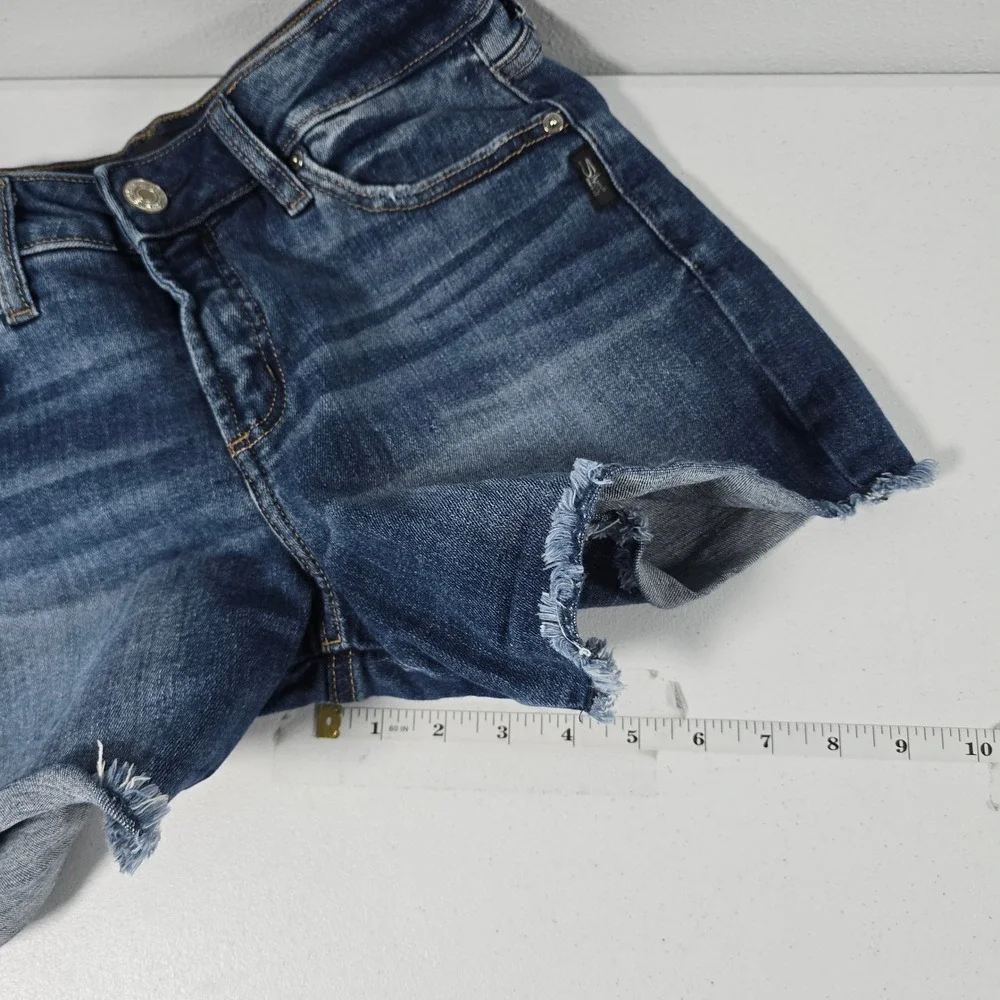 Silver Jeans Co Suki Mid Rise Denim Shorts Dark Wash Raw Hem W26 L53946EAE393